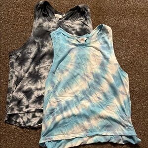 Tie-Dye Sleeveless Tops - Black and Blue